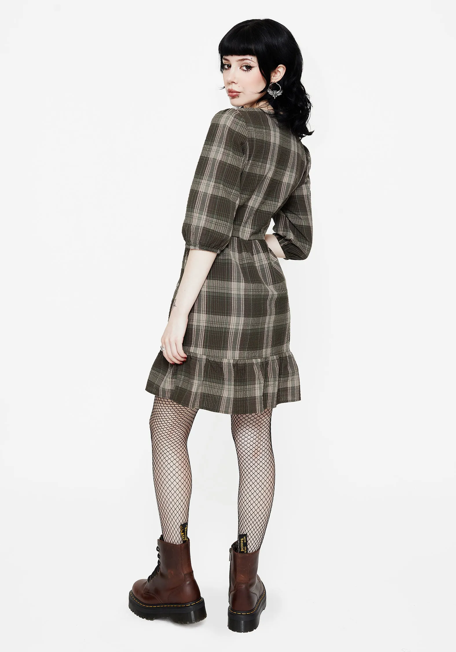 Clara Cotton Check Tiered Mini Smock Dress Perfect Fit Wear