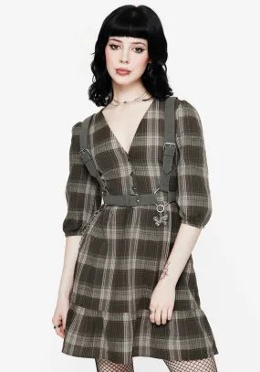 Sheer Look Monochrome Mood Clara Cotton Check Tiered Mini Smock Dress