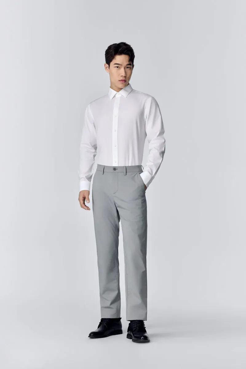 Moisture Wicking Material Supreme Cotton Dobby Cord Dress Shirt | White WH001Z