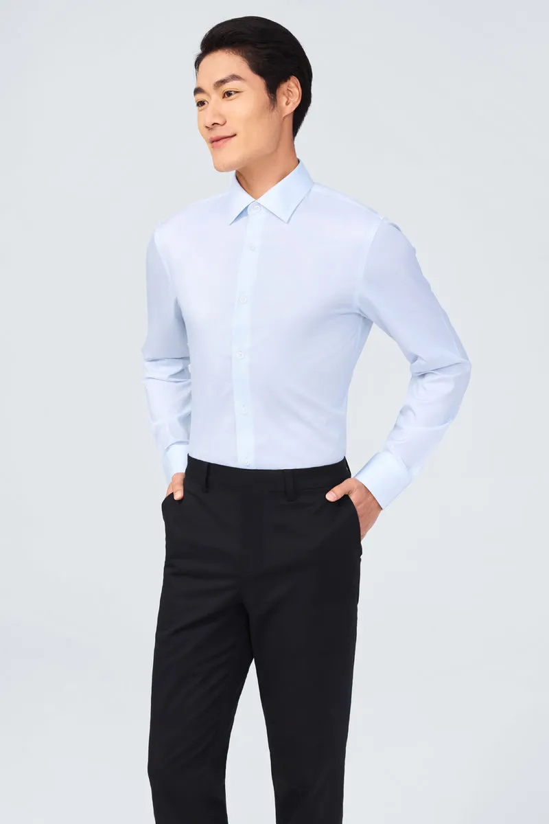 Yoke Design Supreme Cotton-Silk Twill Dress Shirt | Light Blue Stripes 15902N