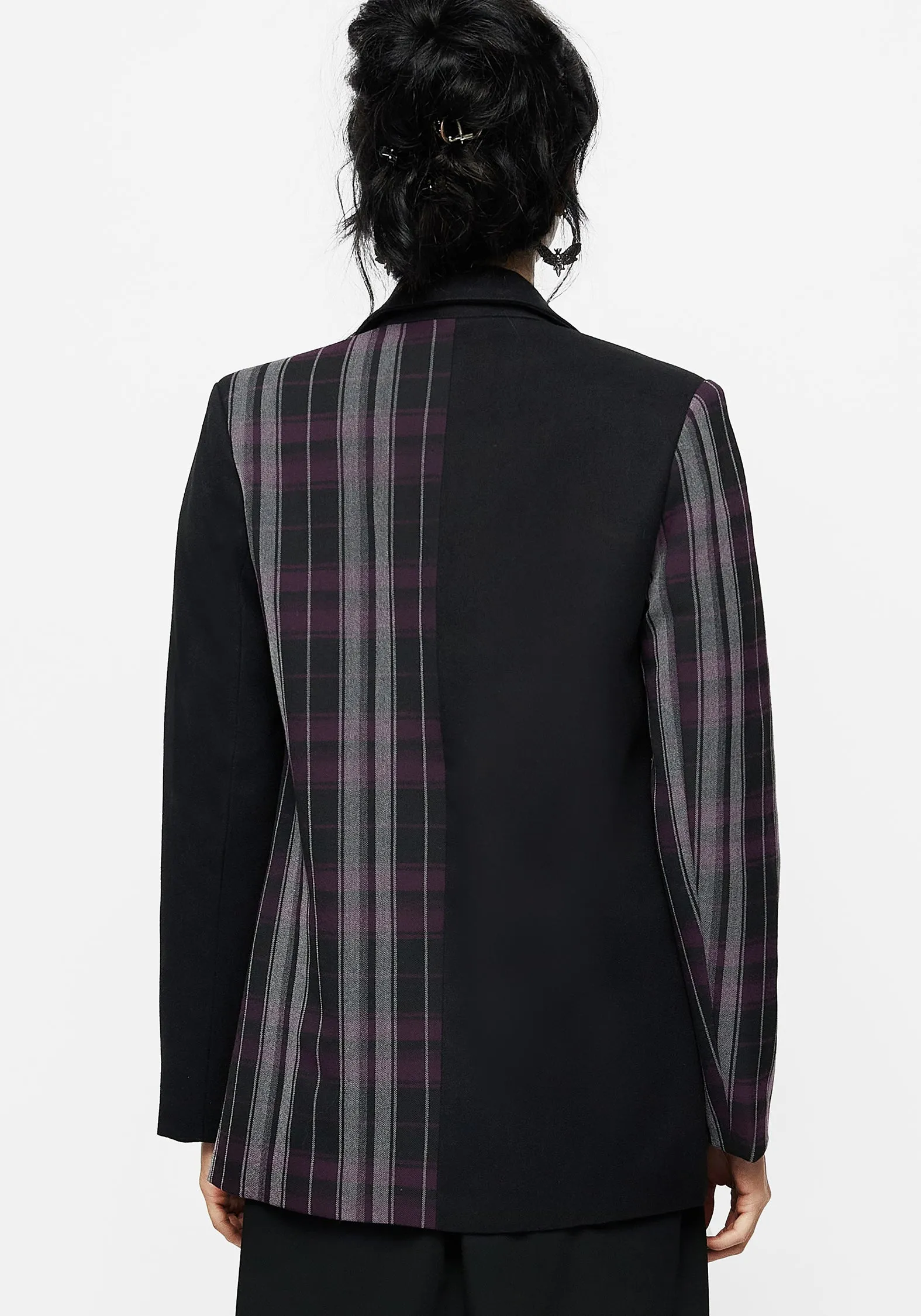 TapedZippers Gambit Spliced Check Blazer