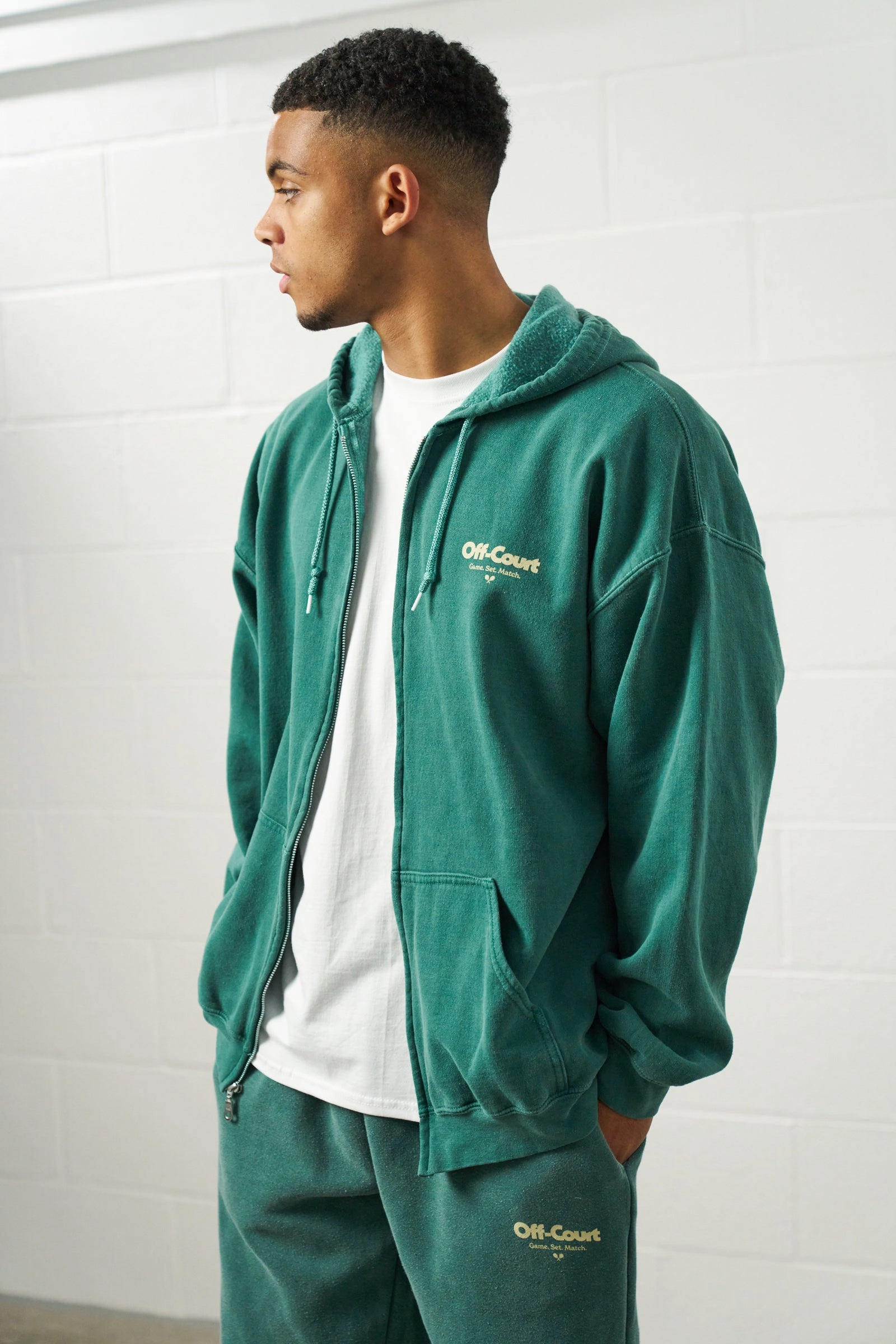 Rugged Build Skunk like Vice 84 'Off-Court GSM' Zip Up Vintage Washed Hoodie - Forest