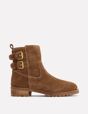 Buckle Ankle Boots-Tan Breathable Material