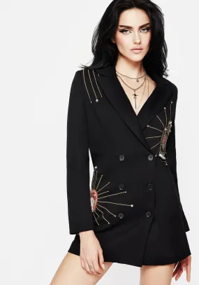 Ingrid Hand Embroidered Applique Blazer Dress Casual chic dress WrinkleResistantFinish