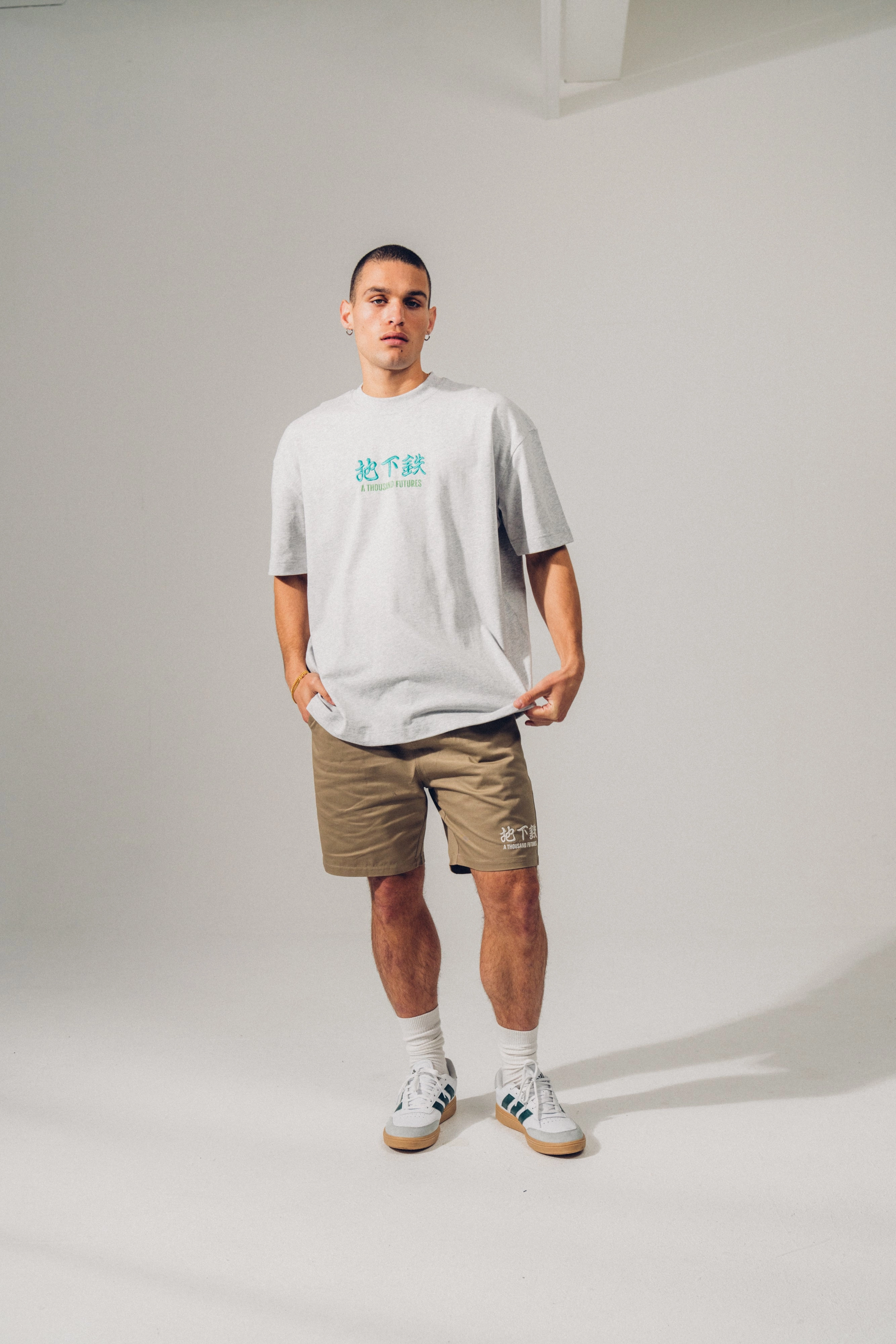 Durable Material Classic Outfit A Thousand Futures 'Logo' Embroidered Tee - Ash