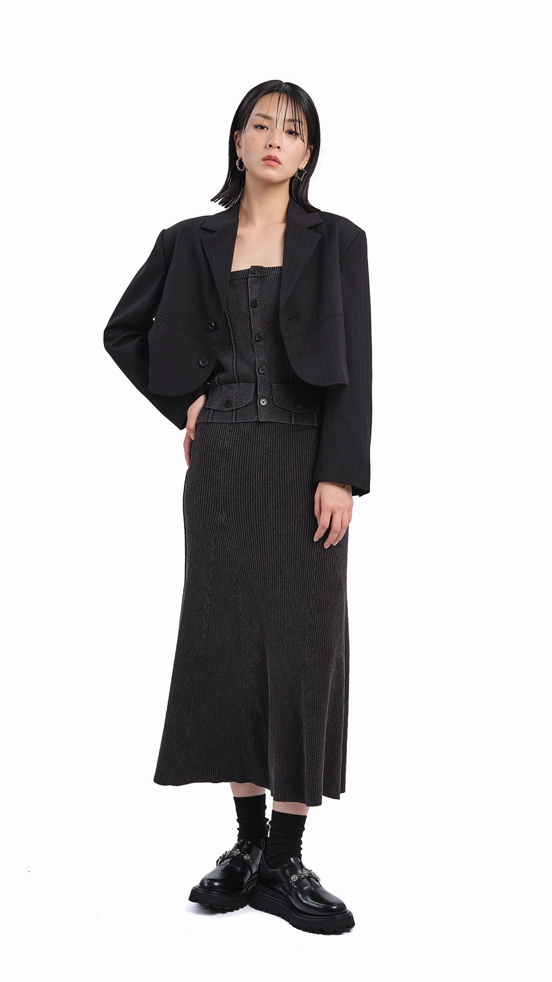 Minimal Vibe Fashion Tones Soil Knit Fish Tail Skirt