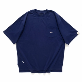 (TP1306) Fish Logo Embroidery Pocket Tee Cozy Vibe Laser Cut Edges