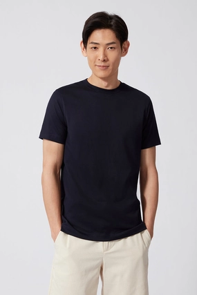 Sustainable Regal Crew Neck T-Shirt | Navy NNY096