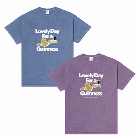 layerable Guinness x UN:IK 'Lovely Day' Vintage Washed Tee Twinpack - Blue/Purple