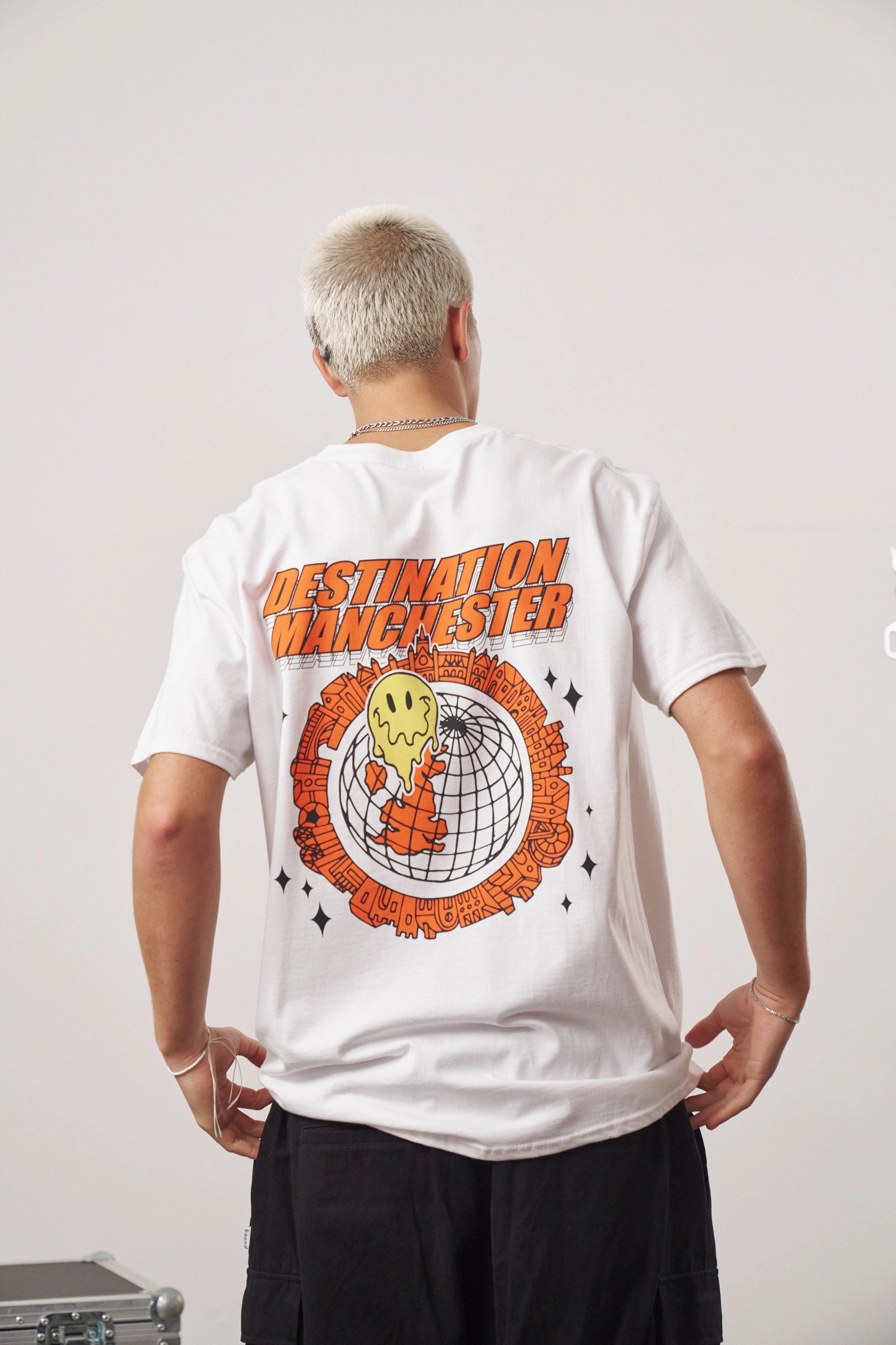 tall size dry cleanable WHP x UN:IK 'Destination Manchester' Tee - White