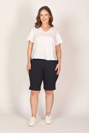 Stretch Capri Short in Navy meditation wear