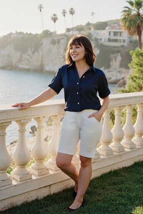 Stretch Capri Short in White school wear