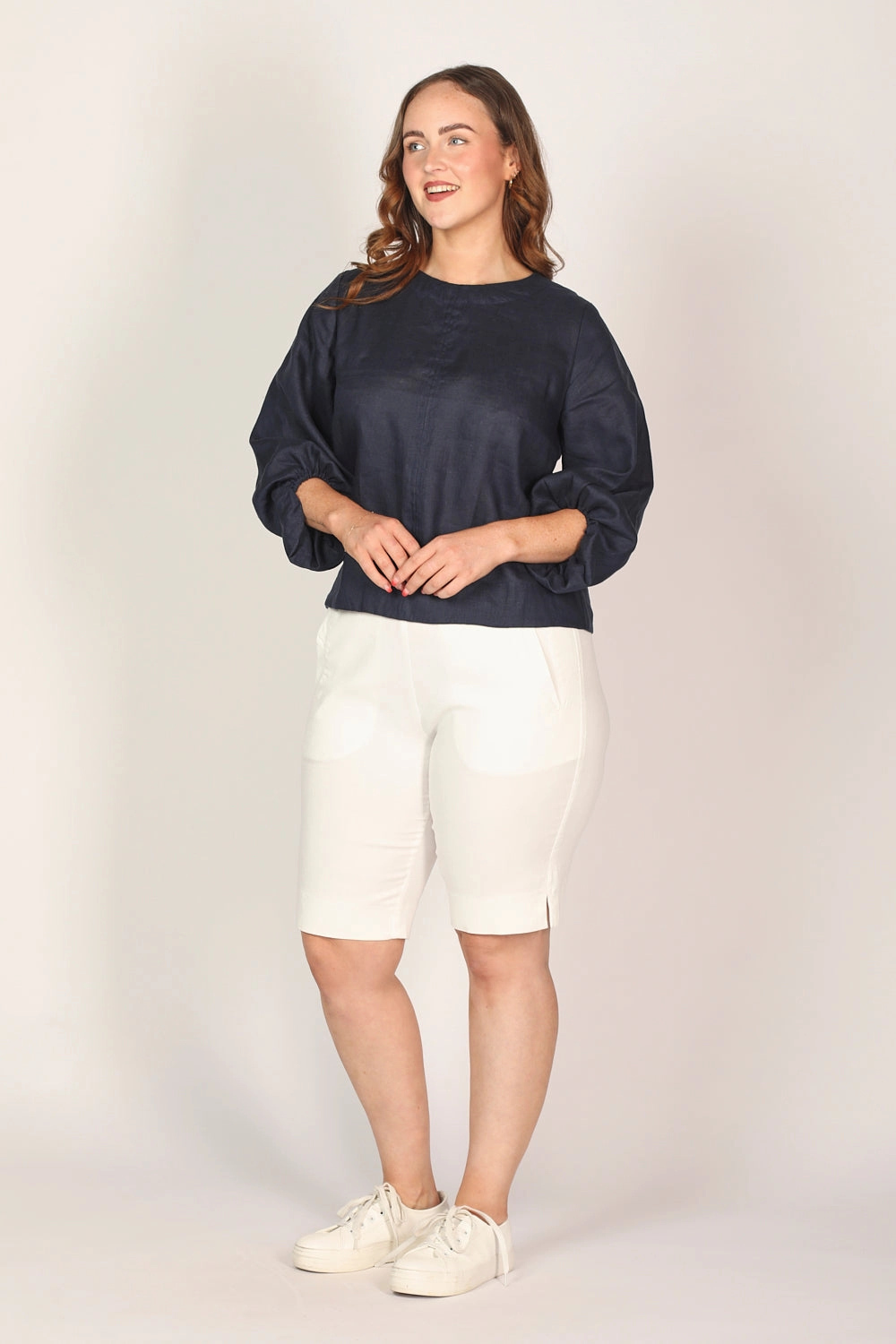 Simple Vibe Stretch Capri Short in White