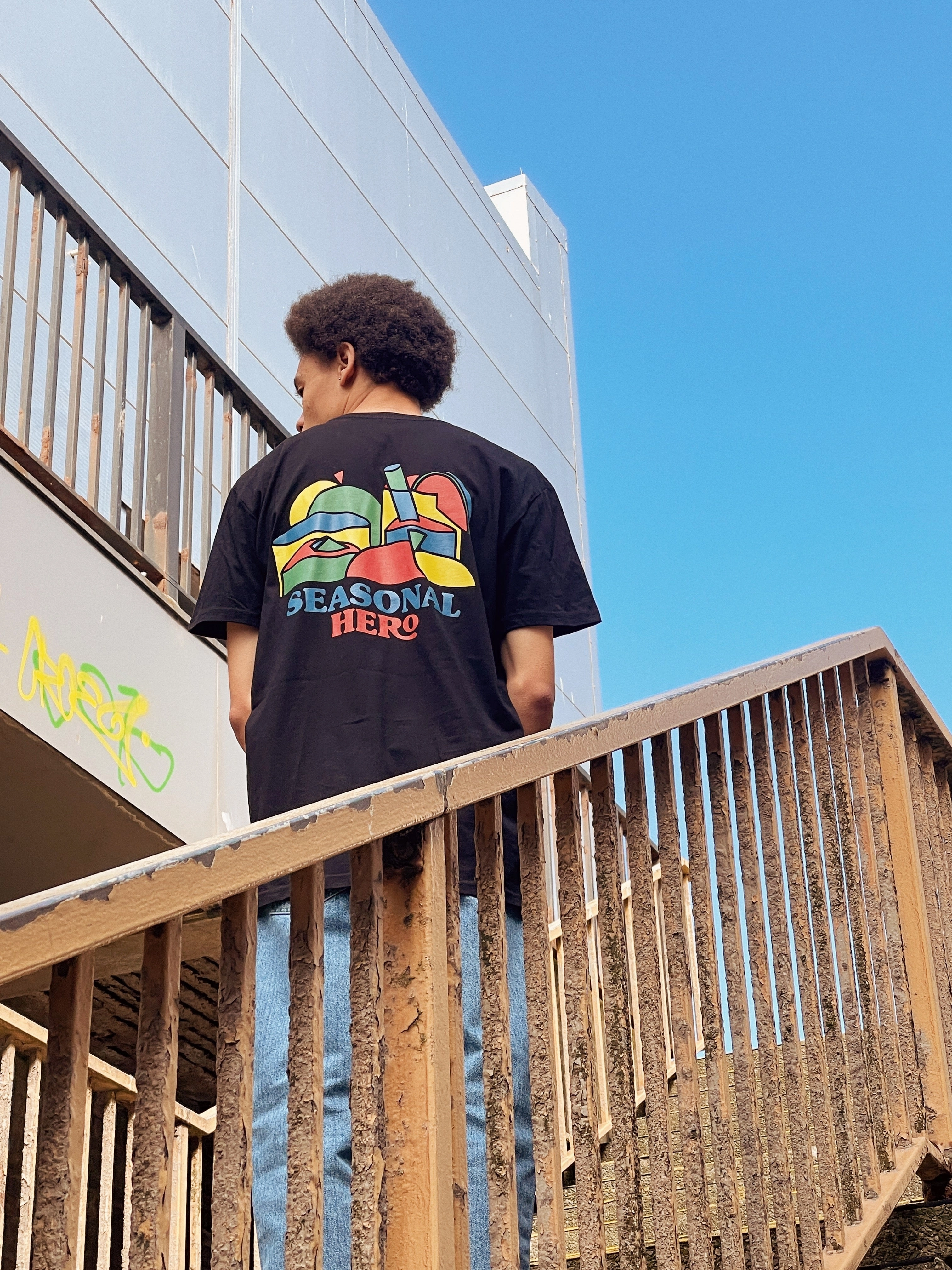 Comfortable and Chic Seasonal Hero 'Fruity' Tee - Black