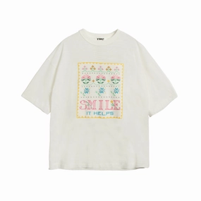 White Smile T-Shirt Urban Style Trend Fashionable Layer