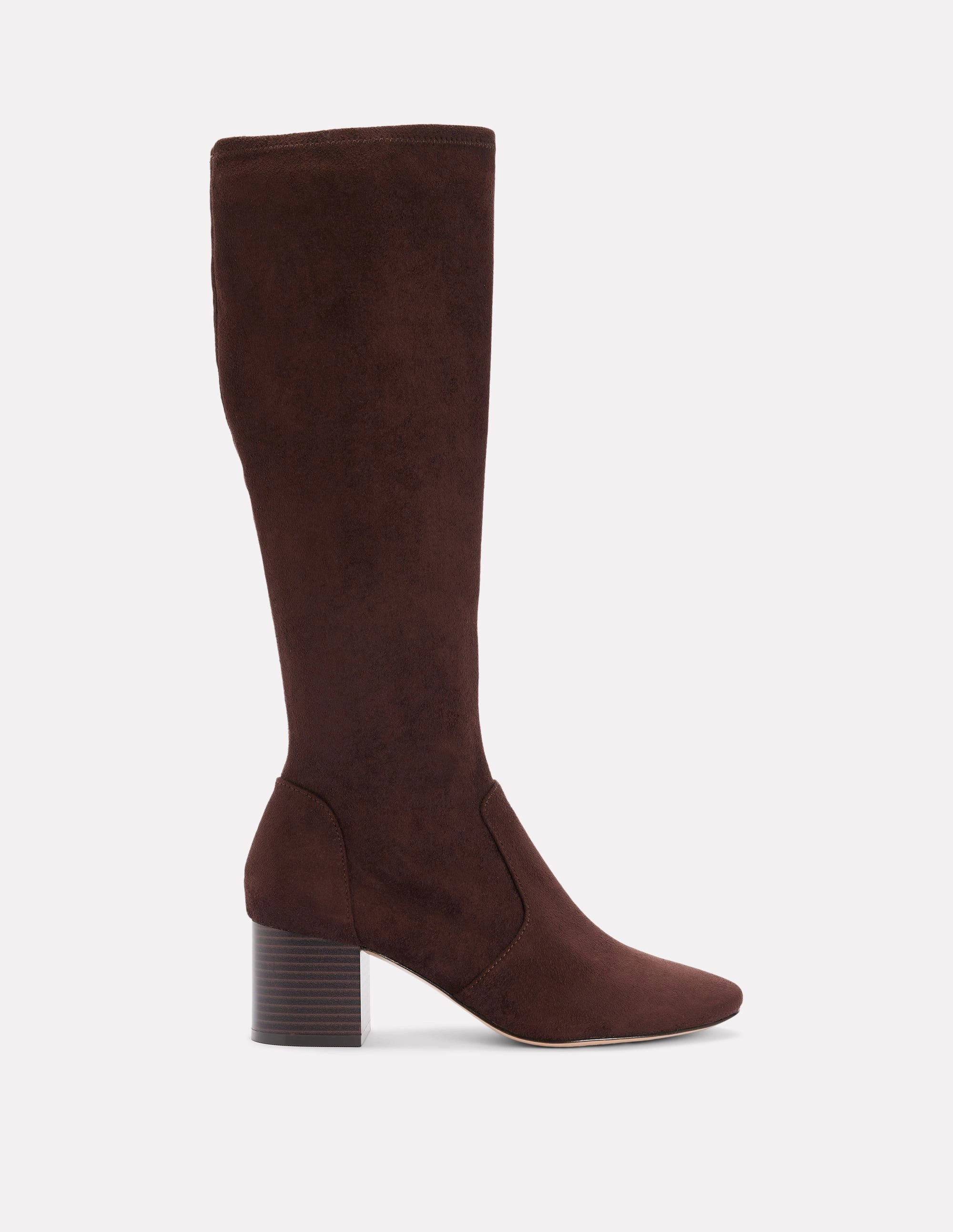 Zip Fast Camouflage Pattern Stretch Knee Heel Boots-Chocolate