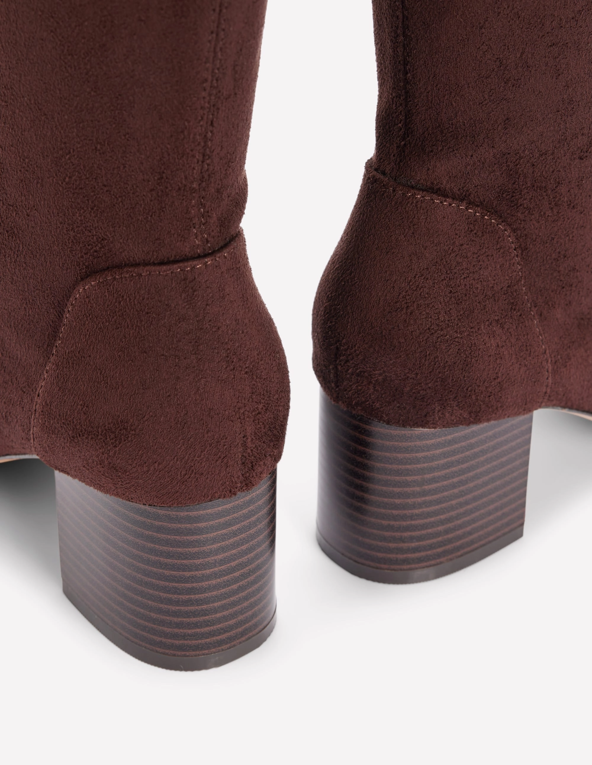Stretch Knee Heel Boots-Chocolate High Arch Thermal Core All Day Wear