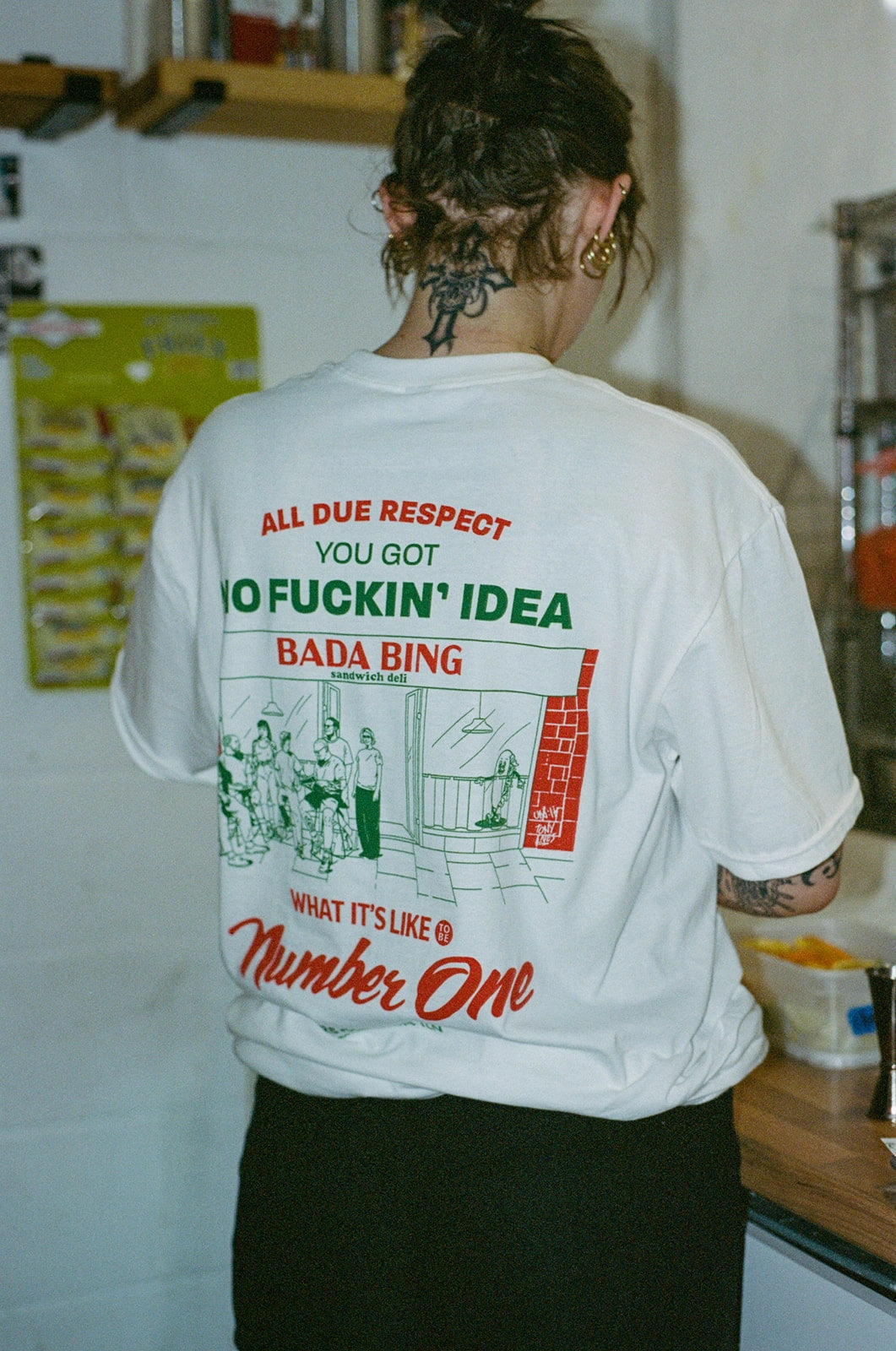 Bada Bing x UN:IK 'All Due Respect' Tee - White Comfy Layer Wear Buttery Soft Fabric