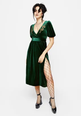Style Blend Zarina Velour Applique Midi Wrap Dress