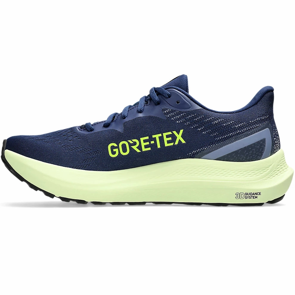 Asics Men's GT-2000 12 GORE-TEX Running Shoes Blue Expanse / Safety Yellow running in a nature reserve shoes