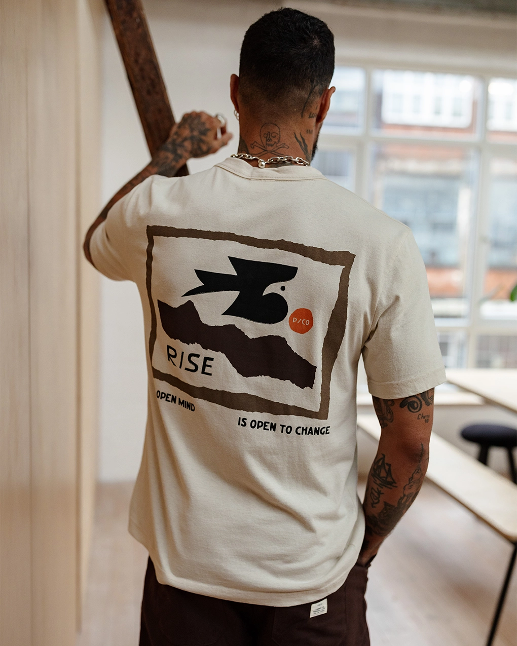 Rise T-Shirt - Bone men's clothing