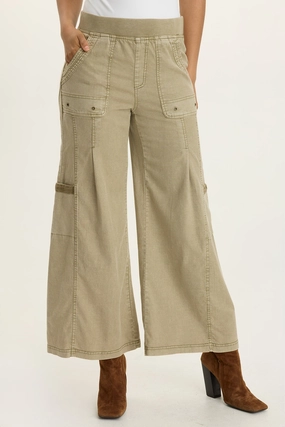 Tove Twill Cargo Wide-Leg Pant Slim Shape Fade Resistant Dye