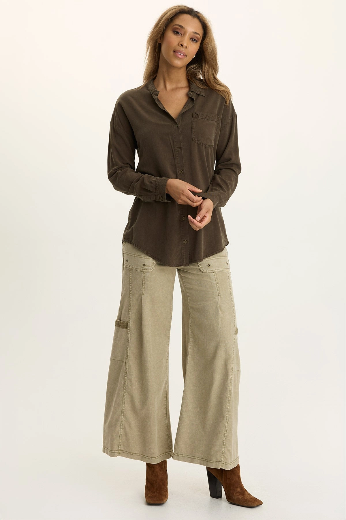 Tove Twill Cargo Wide-Leg Pant Layer Fit
