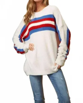 Stripe Sweater - Plus In White Layering Comfort Cozy Knit Touch