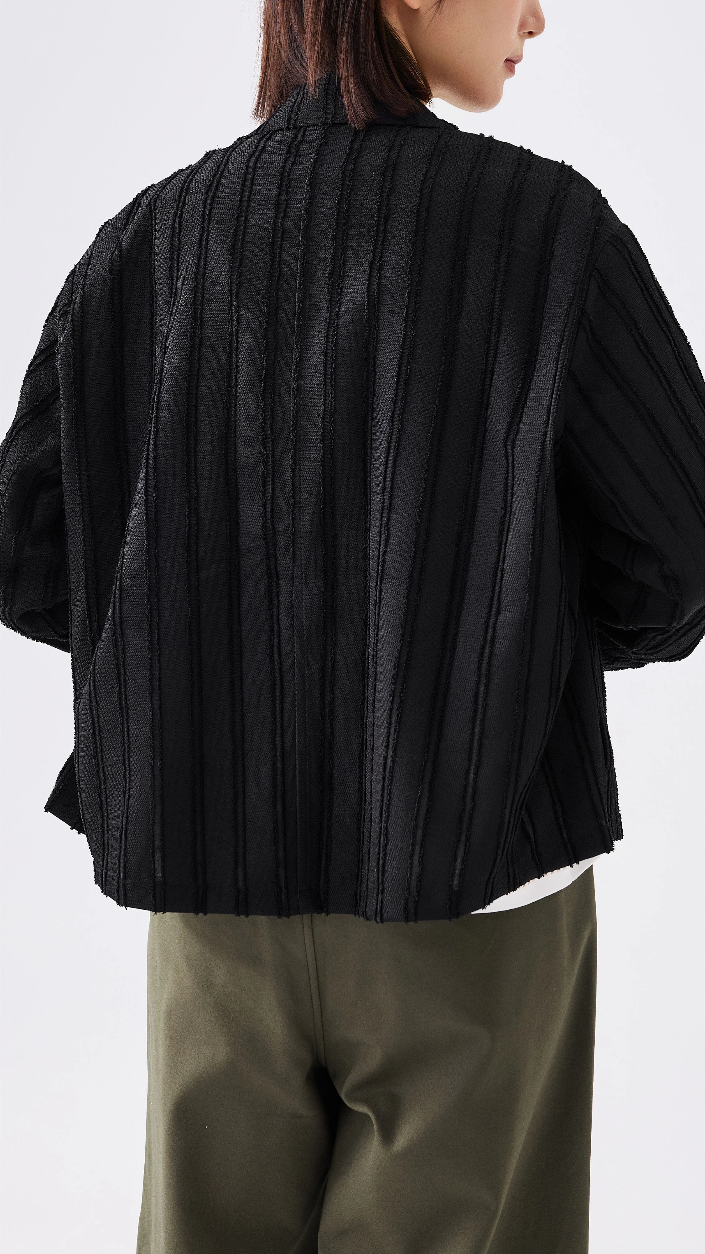 Stripe Jacquard Crop Blazer Teflon Coated