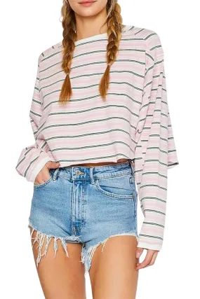 Effortless Comfort Everyday Comfort Striped Raglan Sleeve T-Shirt In Pink