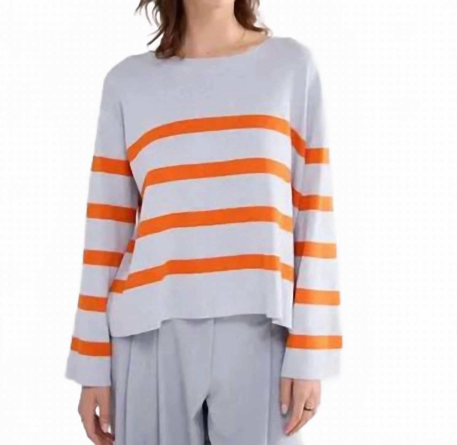 Striped Viscose Blend Sweater In Mist Fashion staples