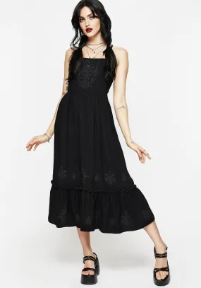 Cordata Embroidered Cami Midi Smock Dress Stretchable