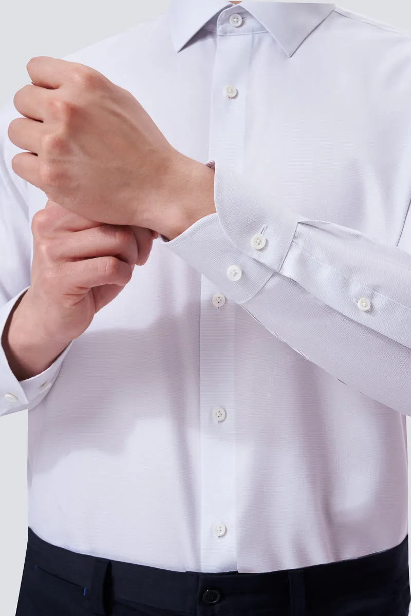 Polished Placket Supreme Cotton Twill Dress Shirt | Light Grey 16160N
