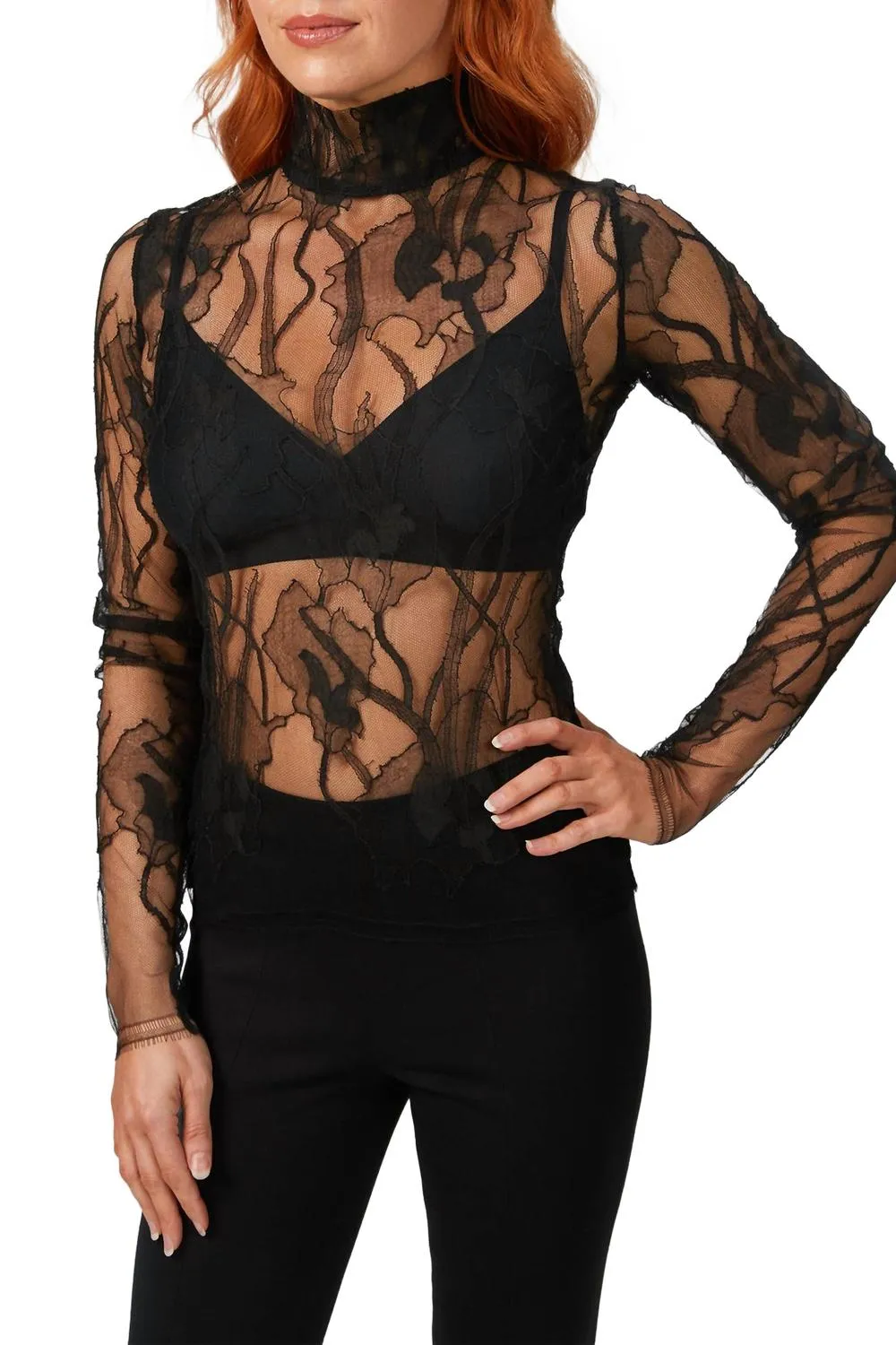 Seasonal Essentials Petra Lace Top In Black