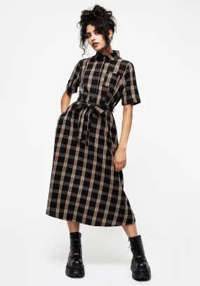 Rogue Check Cotton Midi Shirt Dress Tailored-fit