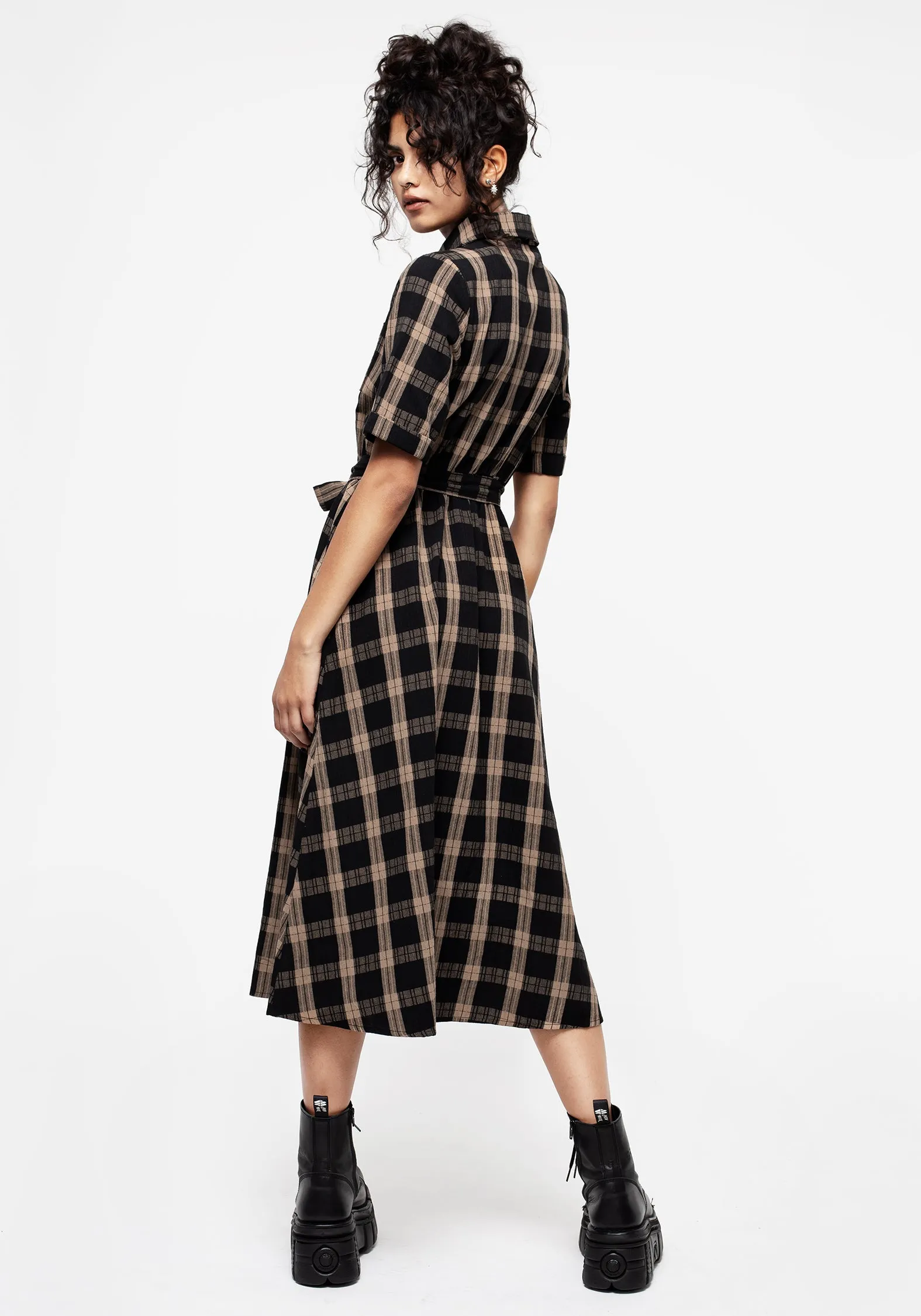 Rogue Check Cotton Midi Shirt Dress Fresh Tones Fresh Fit