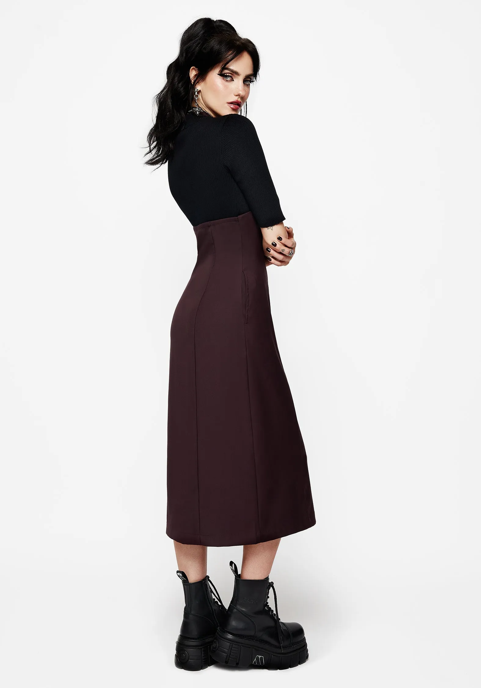 Vibrant Tone Office Tone New Age Halter Neck Pinafore Midi Dress