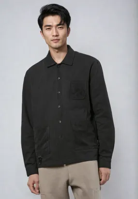 Seamless Shoulder Construction First Date CLIP OVER SHIRT BLACK