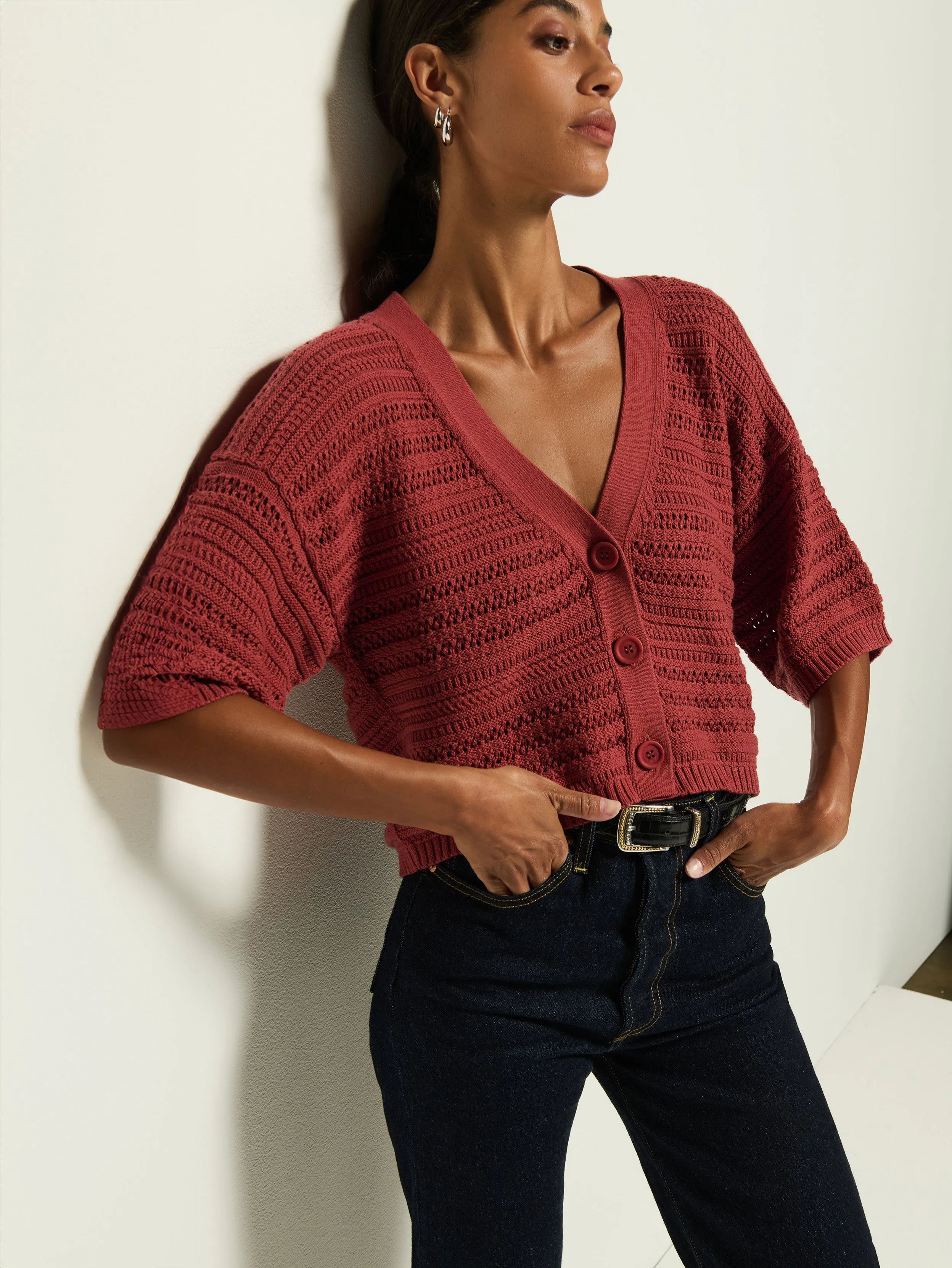 Casual Vibes Warm And Comfortable Tabby Crochet Cardi