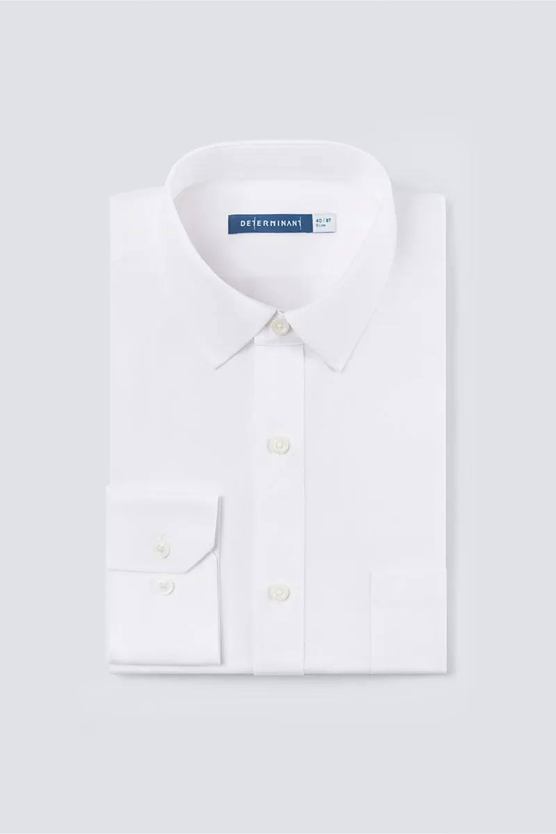 Eco-friendly Wrinkle-Free Pinpoint Oxford Pocket Dress Shirt | White WH001Z