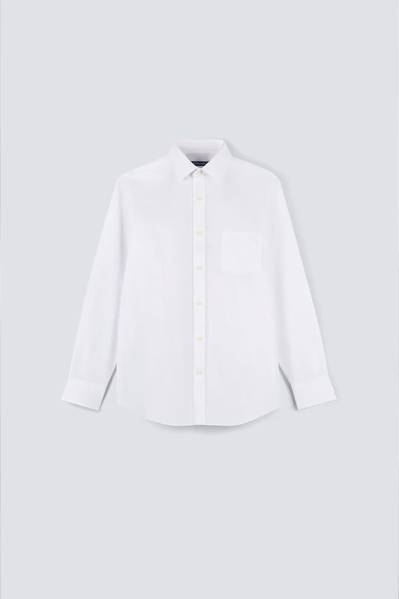 High-Quality Material Odor Resistant Wrinkle-Free Pinpoint Oxford Pocket Dress Shirt | White WH001Z