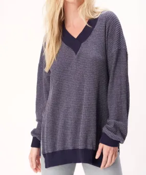 Biodegradable Fiber Options Cozy Choice Brb Cozy Thermal V-Neck Longsleeve Top In Galaxy Blue