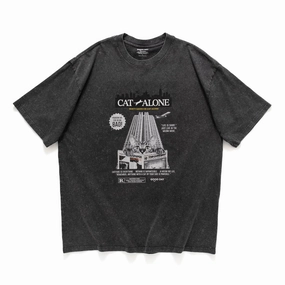 (ZT1488) Cat Alone Graphic Tee Summer cool