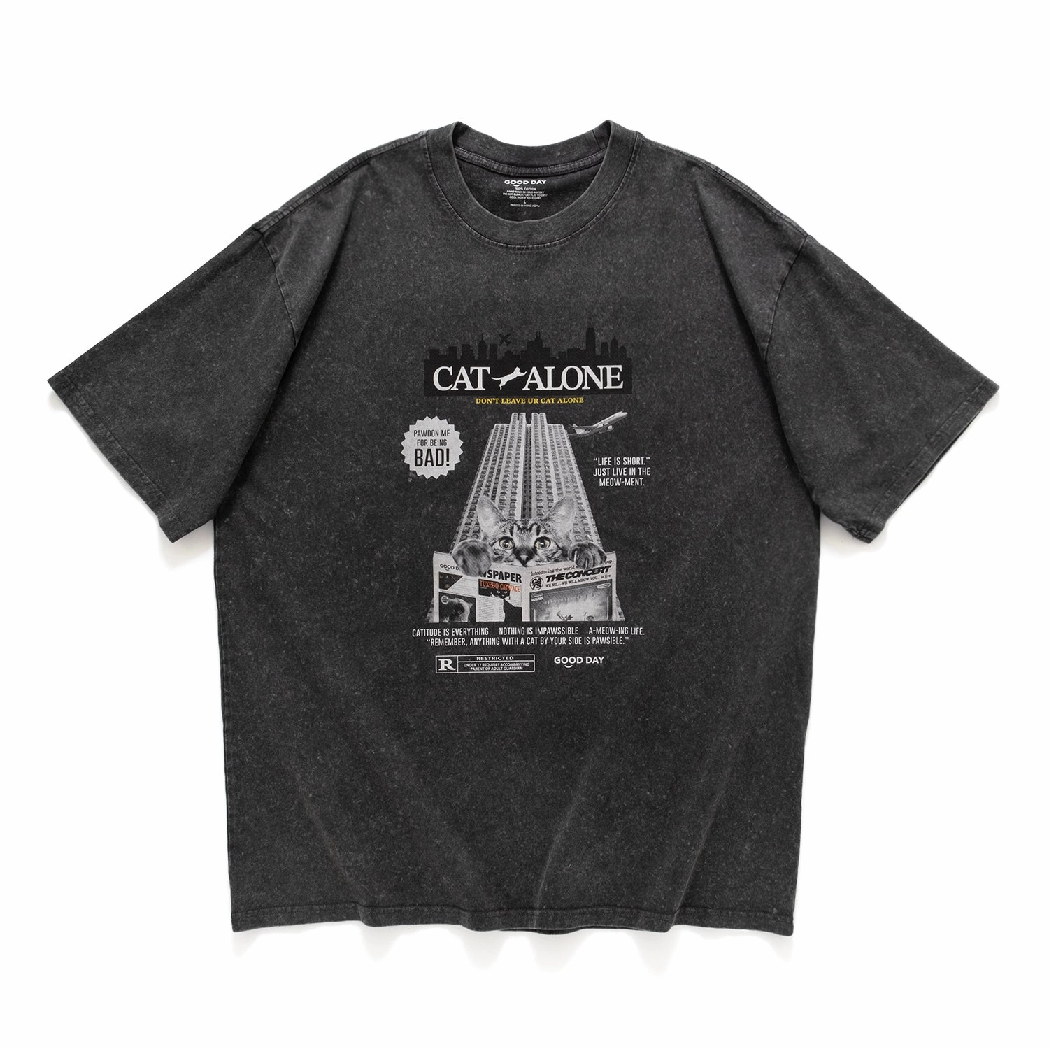 outdoor concert (ZT1488) Cat Alone Graphic Tee