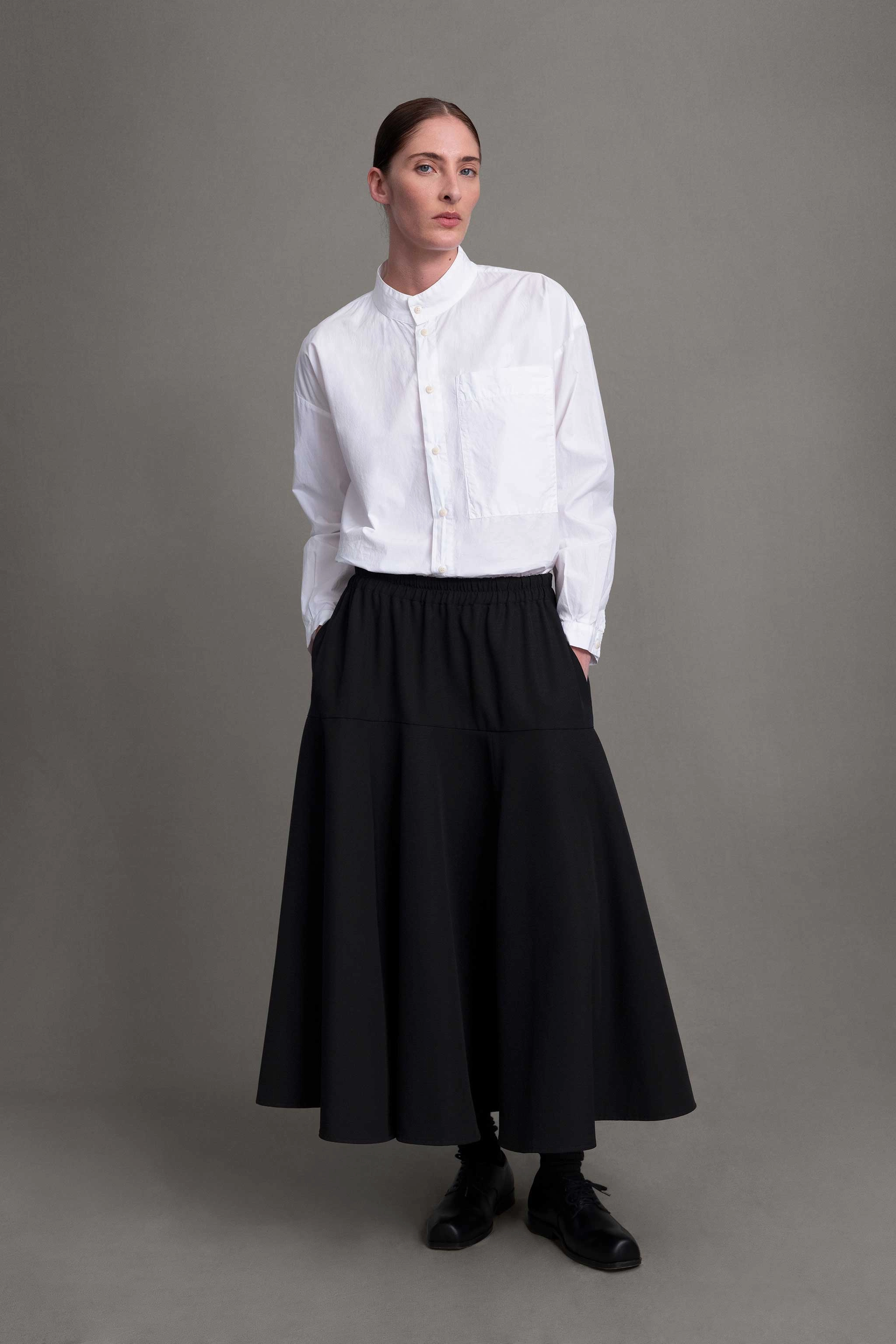 Foldable Packability THE LIBRARIAN SKIRT / COMPACT SUITING FLINT