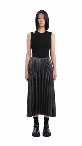 Chic Mom WaterRepellentCoating Metallic Dress
