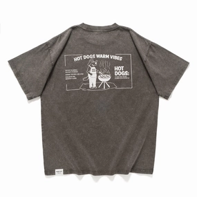(ZT1646) Grilled Hot Dog Graphic Washed Tee Standard Body Fit