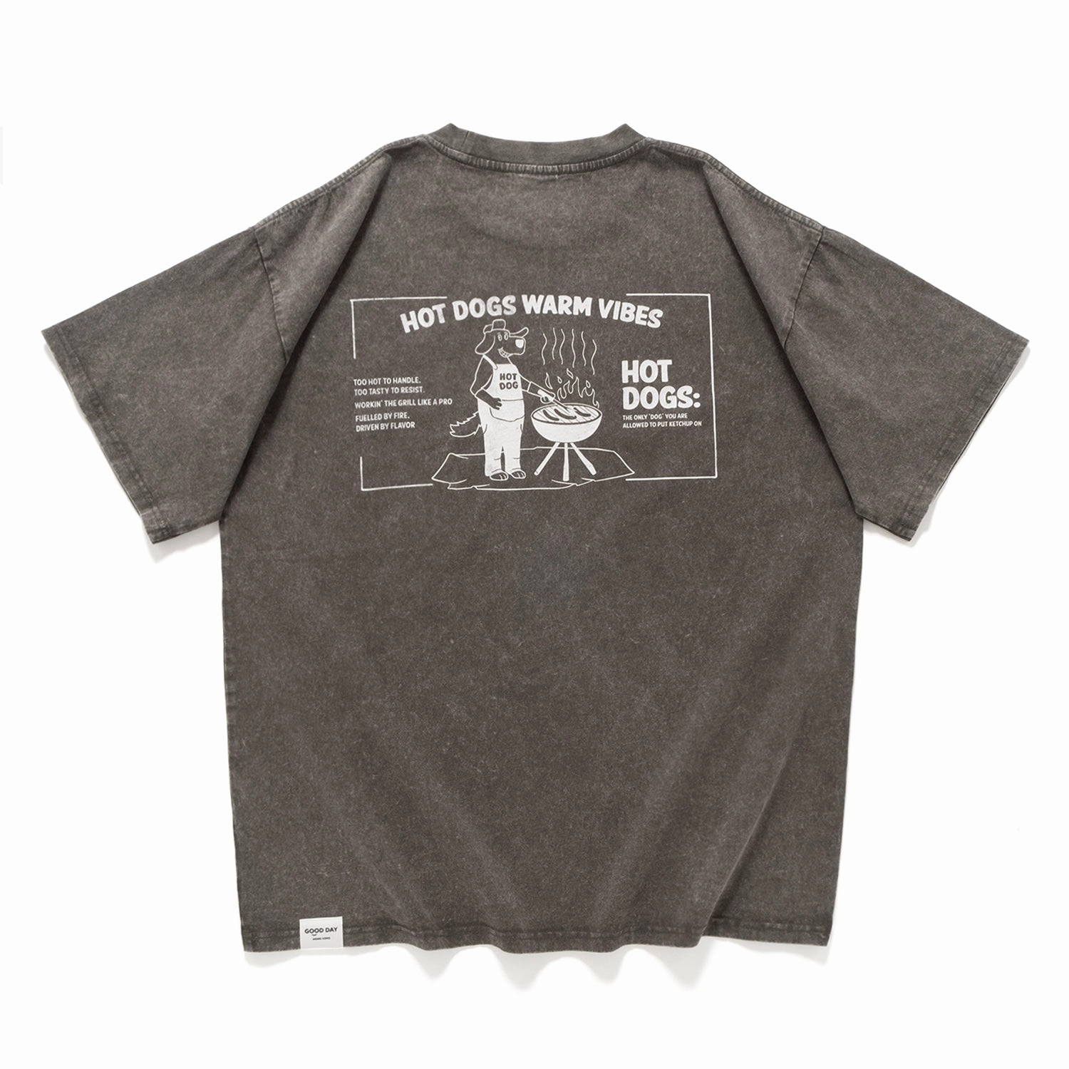 (ZT1646) Grilled Hot Dog Graphic Washed Tee Standard Body Fit