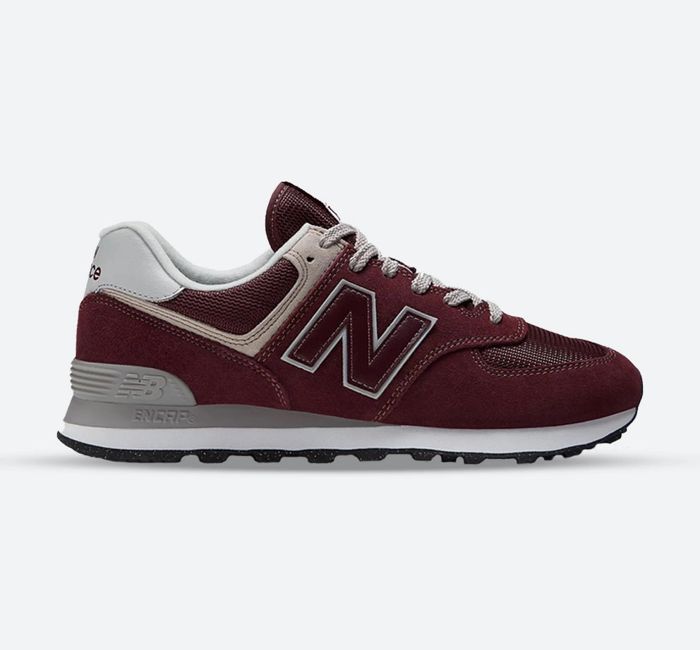 Moisture Wicking Lining Men's Wide Fit New Balance ML574EVM Walking/Running Trainers - Exclusive - Burgundy/White ENCAP