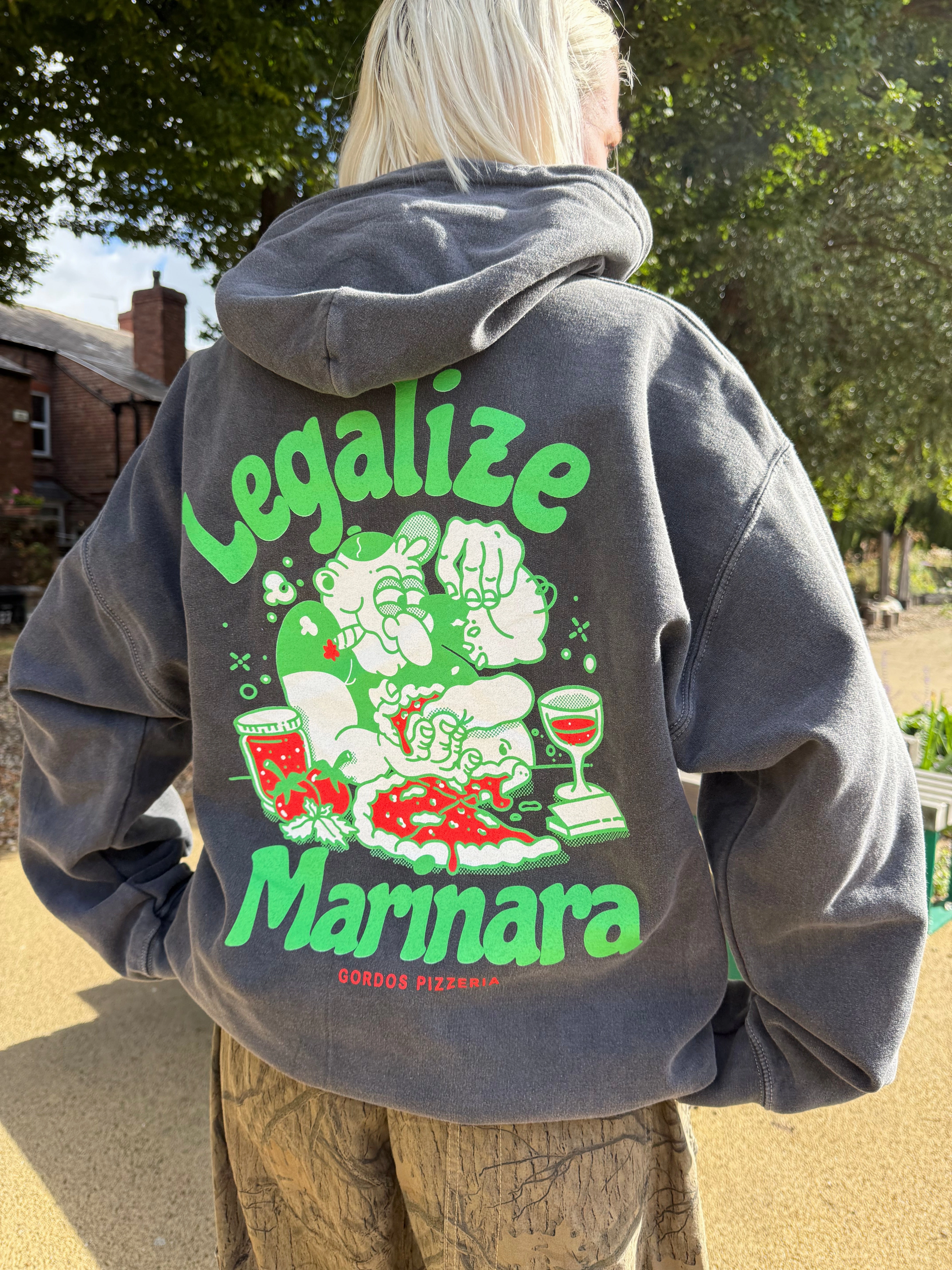 petite clothing Seal like World Famous Gordos 'Legalize Marinara' Washed Hoodie - Black